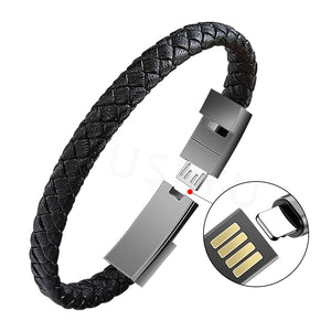 Portable Leather Mini Micro USB Bracelet Charger